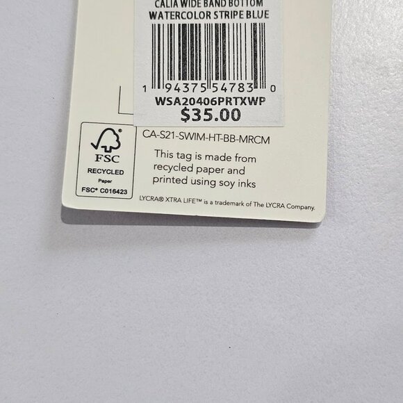 Calia Mid Rise Wide Band  Striped Bikini Swim Bottoms Plus Size - Picture 7 of 10